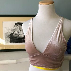 Stelen Palest Pink Velvet and Lace Longline Bra